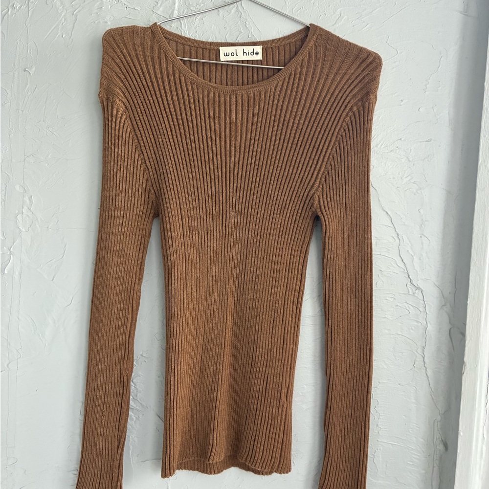 Wol Hide Brown Ribbed Sweater